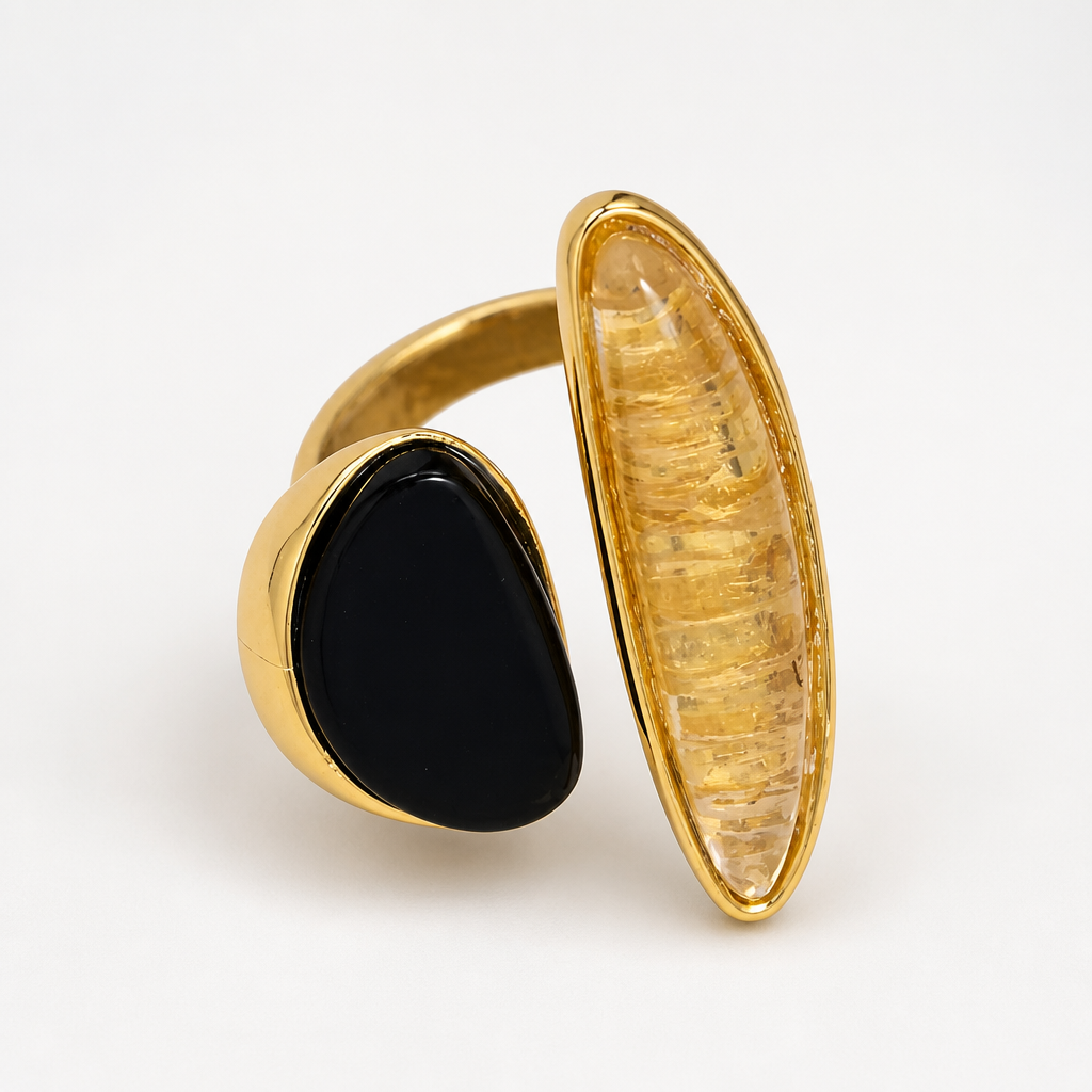 Tavialuxe – Open Band Agate Ring That Doesn't Tarnish