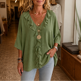 Restedge – The Ruffle Blouse That Skims, Never Clings