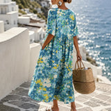 Marivella – Floral Loose Midi Dress with Hidden Pockets