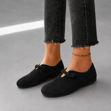 Solette – Knot Strap Suede-Look Mary Jane Flats for Women