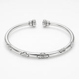 Florelle – Vintage Floral Silver Bangle with Open Cuff
