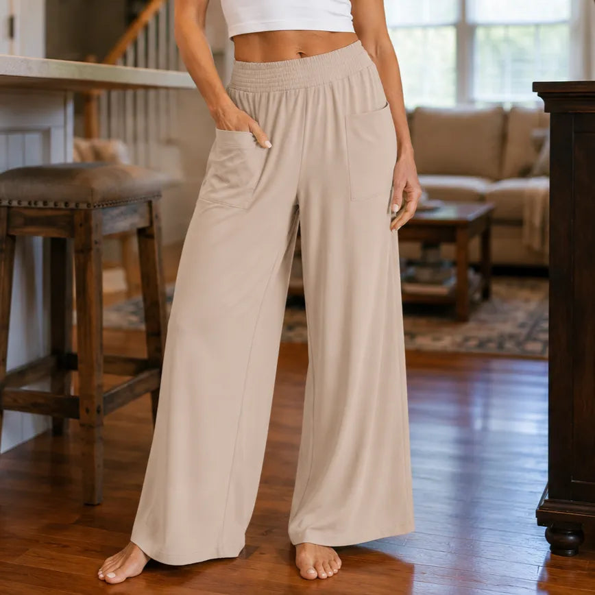 Wearlyn – High Waist Wide Leg Pants with Pockets, Soft Stretch Palazzo Pants for Women