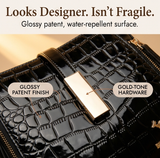 Velora – Glossy Croc Crossbody Handbag