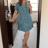 Veluna – Women's V-Neck Floral Dress with Pockets