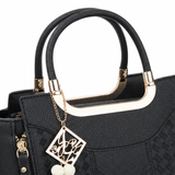 Velura – Structured Top Handle Satchel with Crossbody Strap, V-Stitch, Gold Hardware