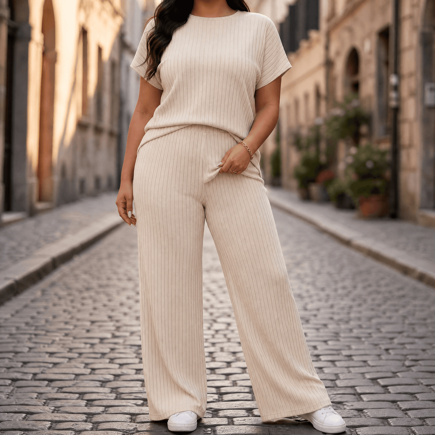 Velura – Women's Soft Ribbed Wide-Leg Set
