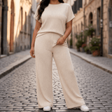 Velura – Women's Soft Ribbed Wide-Leg Set
