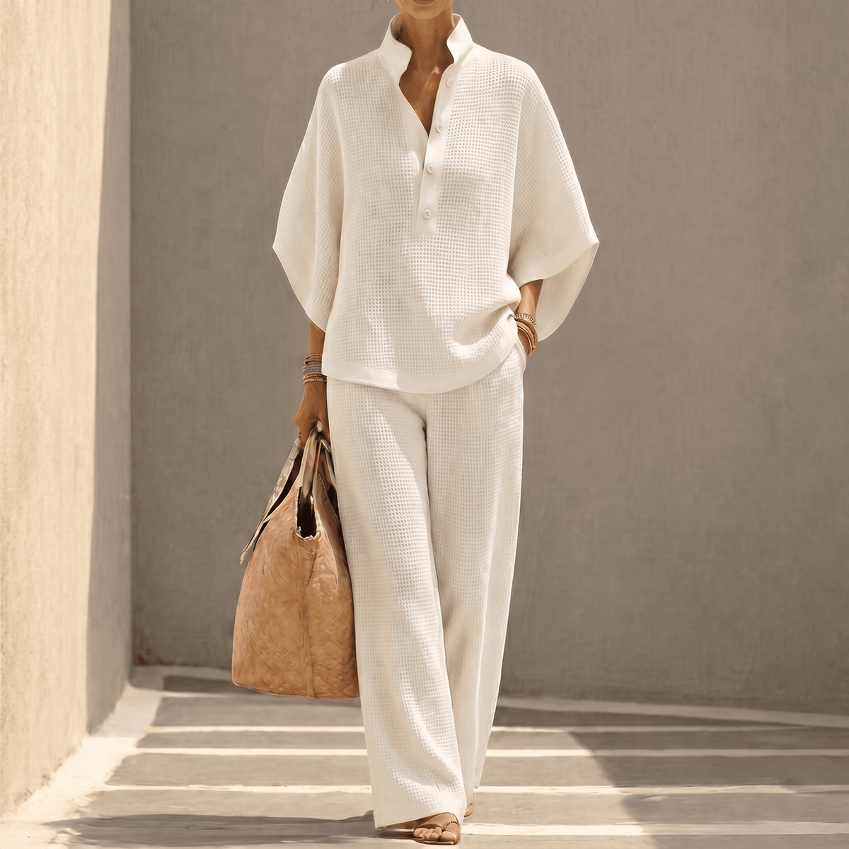Vienelle – Women's Waffle-Knit Two-Piece Set