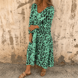 Vivara – Leopard Print V Neck Pocket Dress