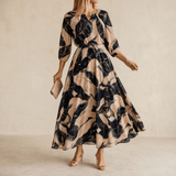 Vivara – Women's Marble Gold Chiffon Maxi Dress