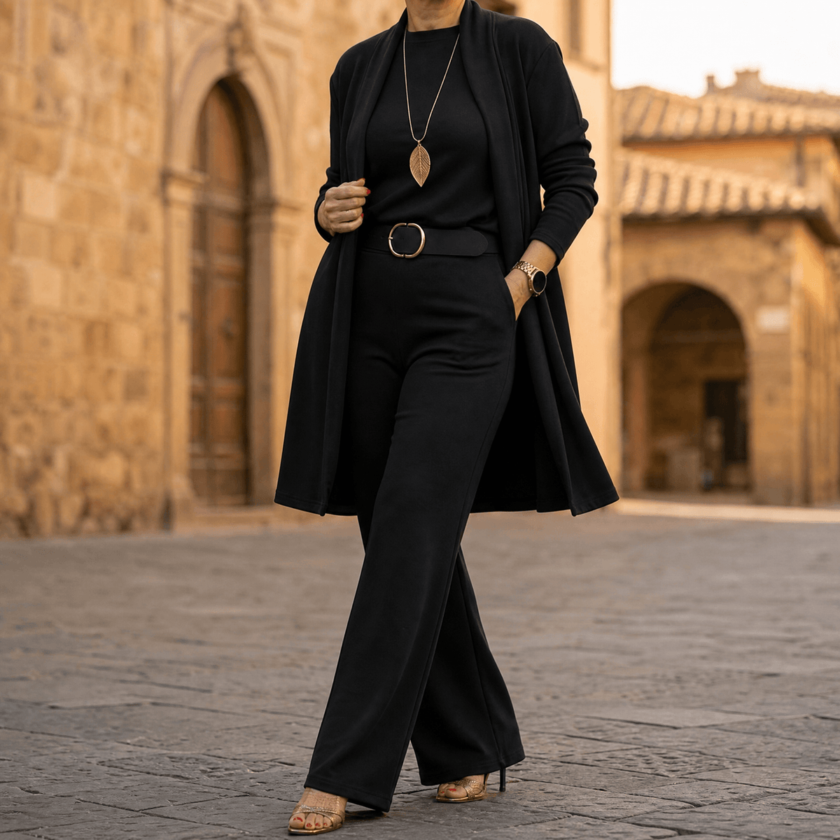 Vivara – Women's Three-Piece Matching Set with Longline Cardigan