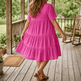 Wearbella – Flowy V-Neck Eyelet Dress for Curvy Fit